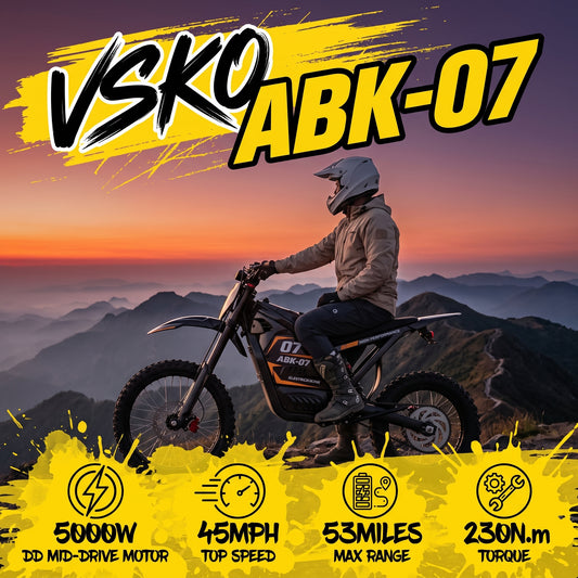 VSKO ABK07 5000W YELLOW Sticker Electric Dirt Bike for Adults Teens Off-Road Ebike